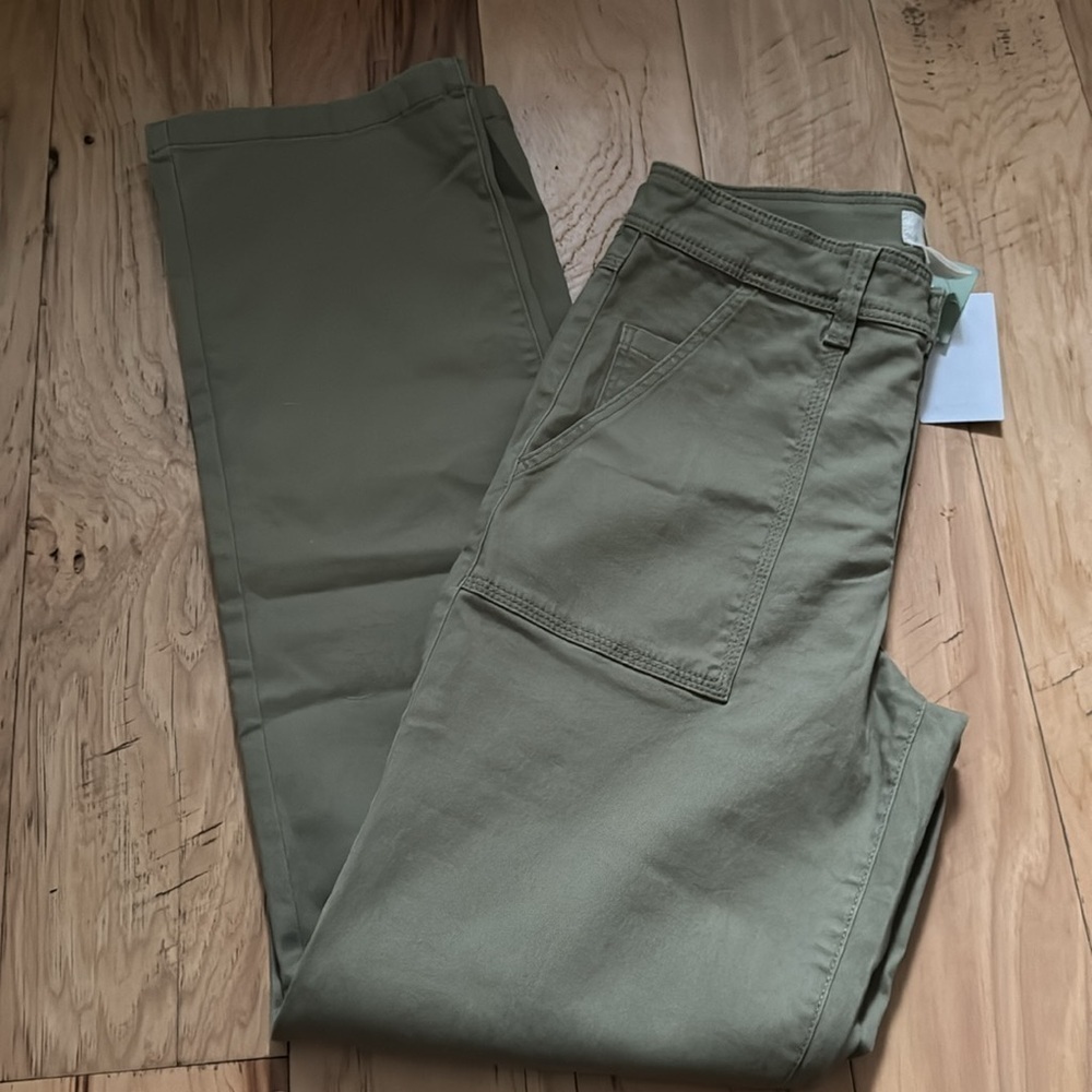 H&M olive green cargo high rise Sz‎ 4 pants NWT - Picture 2 of 9